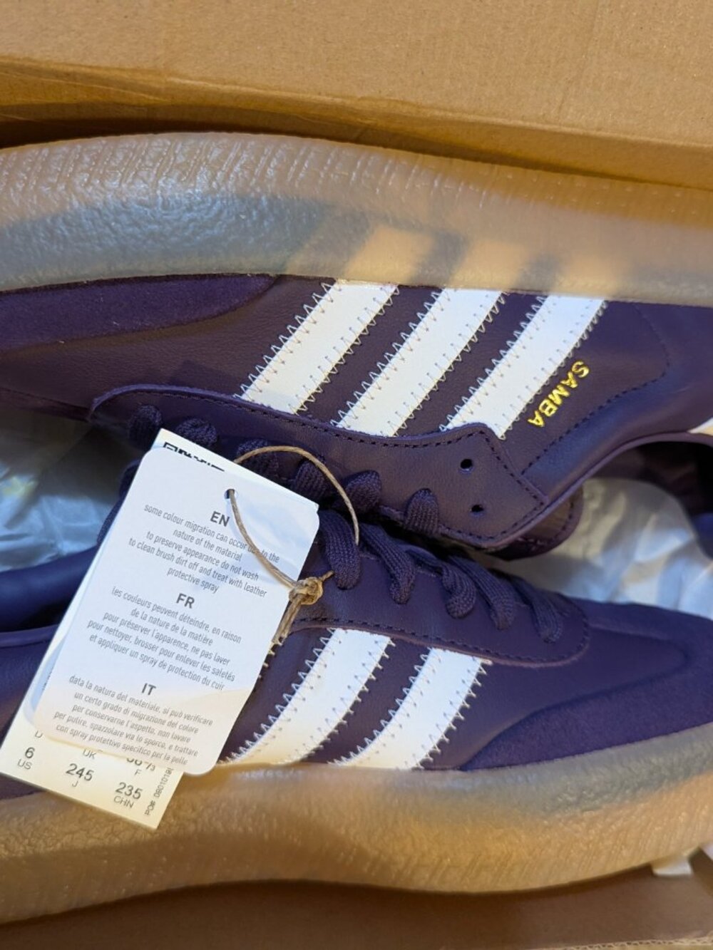 Adidas Sambae J Youth 6 Purple White New in Box